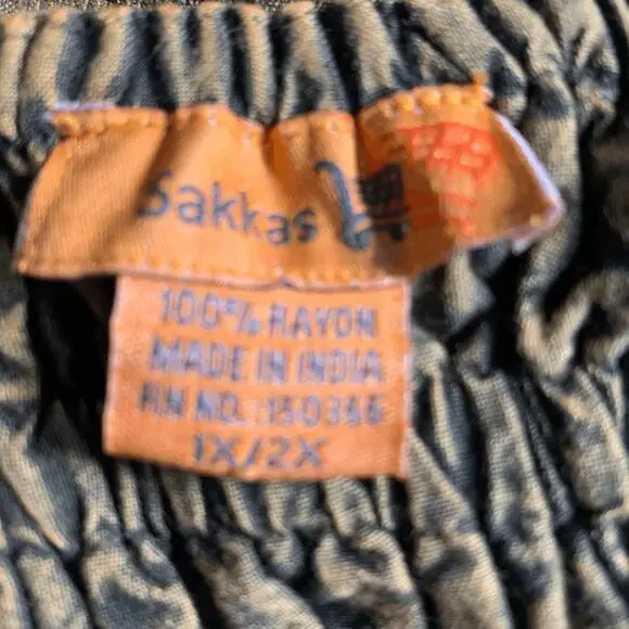 Vintage 90s Brown Boho Embroidered Crinkle Maxi Sleeveless Sundress Plus Size 1X - Picture 10 of 11